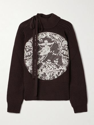 S.S. Daley Pullover A Collo Alto In Lana Merino A Coste Con Ricamo - Metallizzato