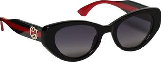 Gucci Accessoires, Dames, Zwart, ONE Size, Cat Eye Zonnebril met Web Detail