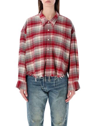 R13 Drop Neck Check Flannel Shirt
