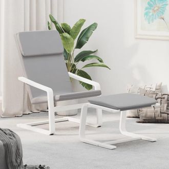 vidaXL Sill&oacute;n De Relax Con Taburete Tela Gris Claro Vidaxl
