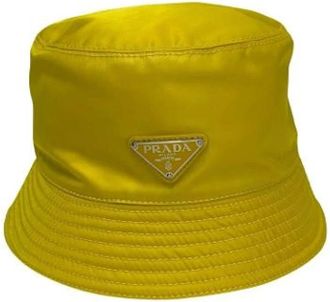 Prada Pre-owned Nylon hats - Dames - Vintage Accessoires - Geel - ONE Size - Nylon - Vintage
