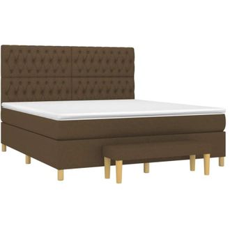 vidaXL Vidaxl - Cama Box Spring Con Colch&oacute;n Tela Marr&oacute;n Oscuro 180x200 Cm