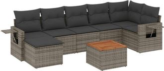 vidaXL Vidaxl - Set De Sof&aacute;s De Jard&iacute;n 8 Pzas Y Cojines Rat&aacute;n Sint&eacute;tico Gris