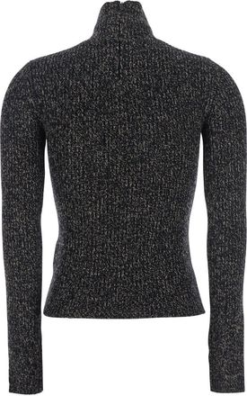 Max Mara Womens Grey Turtleneck Sweater With Ribbed Design Wool Tops Top