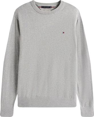 Tommy Hilfiger Pima Org Ctn Cashmere Crew Neck - Heren - Ronde hals truien - Grijs - M - Katoen - Truien & Vesten