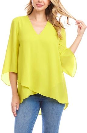 Karen Kane Crossover Hem Asymmetric Top in Citron at Nordstrom, Size X-Small P