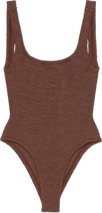 Hunza G Costume intero con scollo quadrato - Marrone