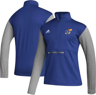 adidas Mens adidas Royal/Heathered Gray Kansas Jayhawks Team AEROREADY Half-Zip Top at Nordstrom, Size Medium