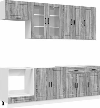 vidaXL Unidad De Cocina Porto 8 Uds. Sonoma Gris Madera De Ingenier&iacute;a Vidaxl