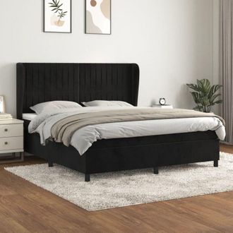 vidaXL Vidaxl - Cama Box Spring Con Colch&oacute;n Terciopelo Negro 180x200 Cm
