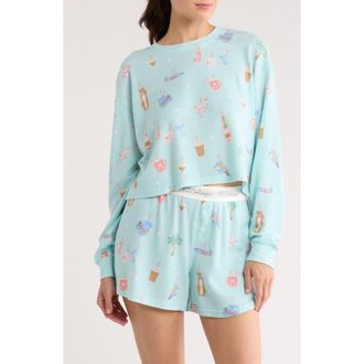 PJ Salvage Print Waffle Knit Short Pajamas in Light Mint at Nordstrom Rack, Size Large