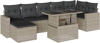 vidaXL Vidaxl - Set De Sof&aacute;s De Jard&iacute;n 8 Pzas Y Cojines Rat&aacute;n Sint&eacute;tico Gris