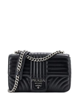 Prada Chain Flap Shoulder Bag Diagramme Quilted Leather Medium crossbody bag - Black