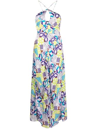 Forte_Forte geometric-pattern midi dress - Purple