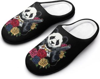 Generic Panda with Guns Womens Slippers Winter Warm House Shoes Indoor Outdoor Hotel Slipper
