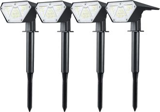 OEM Juego De 4 Focos Solares Led 2 En 1 Ajustables, Con Estaca Para Suelo, Resistentes Al Agua, Para Uso Exterior (jard&iacute;n, Entrada De Veh&iacute;culos, Patio), L