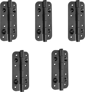 Emuca Emuca - Lote De 5 Bisagras De Seguridad Para Puertas, 150x80mm, Bisagras Antipalanca Con Cantos Redondos, Sin Remate, Acero, Negro