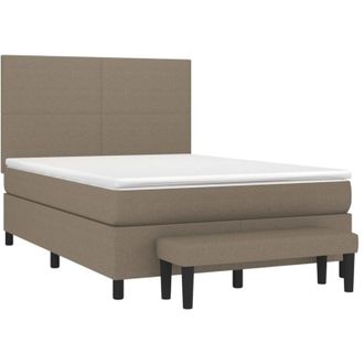 vidaXL Vidaxl - Cama Box Spring Con Colch&oacute;n Tela Gris Taupe 140x190 Cm