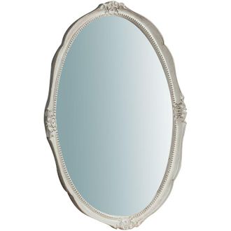 Biscottini International Biscottini - W43xDP3,5xH61 cm Made in Italy sized wood made antiqued white finish Hanging Wall Mirror horizontal/vertical setting