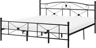 Beliani Cama Doble De Metal Negra 180 X 200 Cm Con Somier Y Respaldo Estilo Retro Rodez