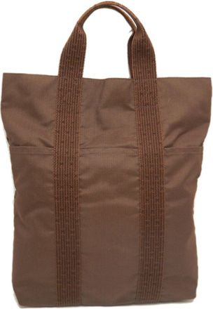 Herm&egrave;s Brown Nylon Canvas Tote Bag (Pre-Owned)