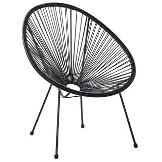 Beliani Beliani - Silla De Balc&oacute;n De Rat&aacute;n Sint&eacute;tico Negro Resistente A La Intemperie Sala De Estar Jard&iacute;n Bistr&oacute; Moderno Acapulco Ii