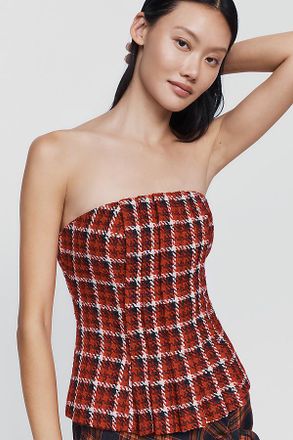 Mare Mare Strapless Plaid Top