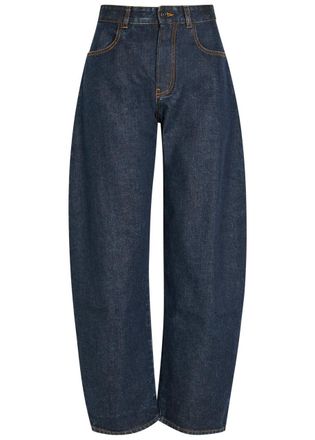 Alaia Low Round Barrel-leg Denim Jeans - 38 (UK10 / S)