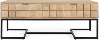 Giner&Colomer Mesa de centro tallada y fabricada a mano en madera de mango 120 cm