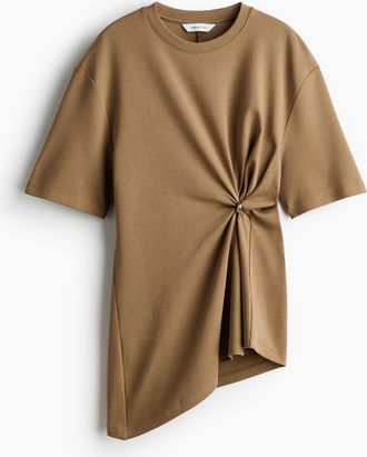 H&M Asymmetrisches Shirt mit Drapierung - Graubraun