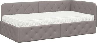 vidaXL Corner Bed Frame with Mattress Taupe 100 x 200 cm Fabric vidaXL