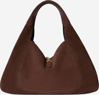 Gucci Womens Softbit Maxi Shoulder Bag Dark Brown Leather
