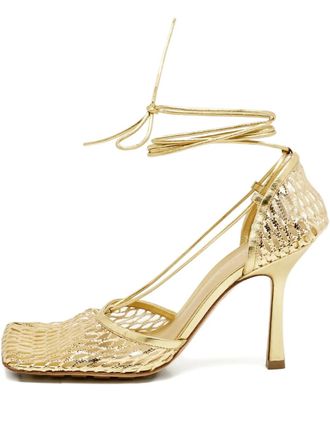 Bottega Veneta knit leather pumps - Gold