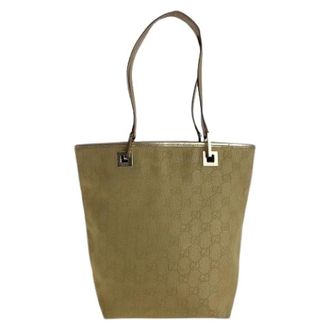 Gucci Pre-owned Tote Bags, female, Beige, Size: ONE SIZE Pre-owned Canvas Tote Bag