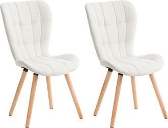 Clp Set De 2 Sillas De Comedor Elda Blanco Simil Cuero
