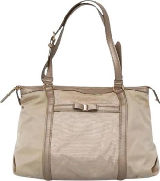 Ferragamo Pre-owned Nylon Handtas - Dames - Vintage Handtas - Beige - ONE Size - Nylon - Vintage