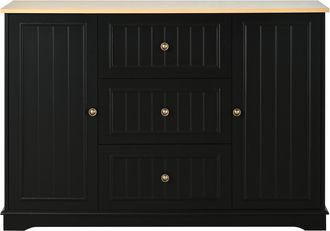STILVORA Aparador De Cocina Con 3 Cajones Y 2 Puertas Con Estantes Ajustables En Mdf Para Cocina Y Comedor 126x40x86 Cm