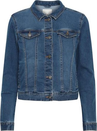 Ichi Denim Jack Gewassen Med. Blauw - Dames - Spijkerjassen - Blauw - S - Denim - Jassen