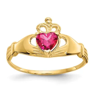 Diamond2Deal 14k Yellow Gold Cubic Zirconia Claddagh Heart Ring