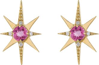 Eden Presley Pink Tourmaline & Diamond Large Starburst Stud Earrings in Yellow Gold/Diamond at Nordstrom