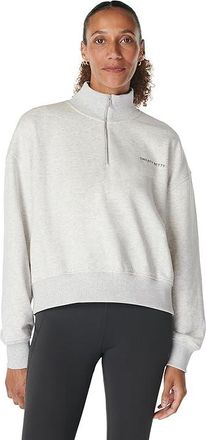 Sweaty Betty Revive Crop Half Zip Womens Sweatshirt Ice Grey Marl : 2XS-XS, Cotton/Polyester