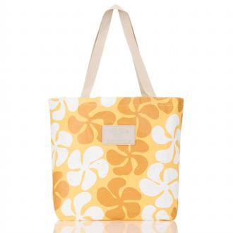 Aloha Collection Womens Funky Plumeria Reversible Tote Bag In Yellow