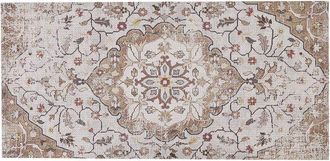 Beliani Beliani - Alfombra De Poli&eacute;ster Beige Marr&oacute;n Patr&oacute;n Floral Algod&oacute;n 80 X 150 Cm Hecho A Mano Envejecido Oriental Kattakkada