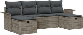 vidaXL Vidaxl - Garden Sofa Set 6 pcs Grey 251 x 117 x 85 cm Poly rattan
