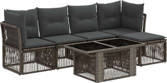 vidaXL Conjunto De Sof&aacute;s De Jard&iacute;n 6 Uds. Gris Rat&aacute;n Sint&eacute;tico Vidaxl