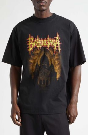 Balenciaga Medium Fit Sacr&eacute; Couer Graphic T-Shirt in 1000 Black at Nordstrom, Size Xx-Large