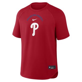 Nike Philadelphia Phillies Authentic Collection Batting Practice Pregame Nike Mens Dri-FIT MLB Top in Red | 04HG163NPP-7DX