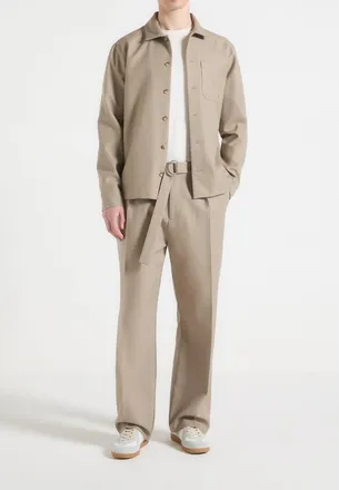 Mani&egrave;re De Voir Valentin Tailored Overshirt in Beige at Nordstrom, Size X-Small