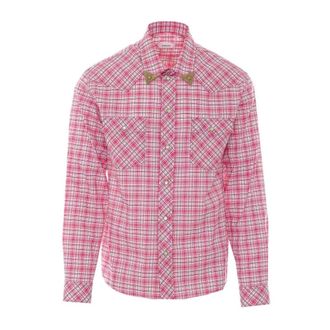 Versace Camisa Ajustada de Popel&iacute;n de Algod&oacute;n a Cuadros - Shirts - Hombre - Rojo - L