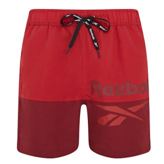 Reebok Badeshorts REEBOK Rory, Herren, Gr. XL, N-Gr, rot (rot, burghund), Web, Polyester, unifarben, Badehosen Badeshorts, mit Kordelzug und elastischem Bund